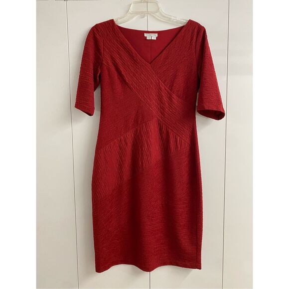 London Times Red Cocktail Dress Tiered Ruffle Formal Holiday, Size 10 - Picture 1 of 8